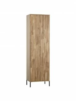 Armoire 2 portes façade en bois de chêne nervuré Avourio, larg. 60 x haut. 210 cm