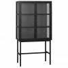 Rowico Armoire vitrée sur pieds métal noir Marshall, larg. 85 x haut. 160 cm