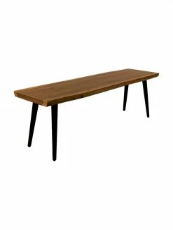 Dutchbone Banc à lignes bois naturel Alagon, larg. 140 x haut. 45 cm