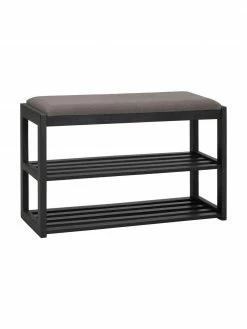 Rowico Banc avec rangement à chaussures bois de chêne noir Confetti, larg. 80 x haut. 52 cmDisponibilité limitée