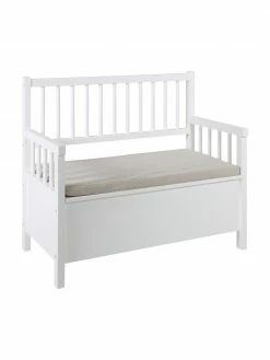 Banc blanc avec rangement Emma, larg. 90 x haut. 85 cm