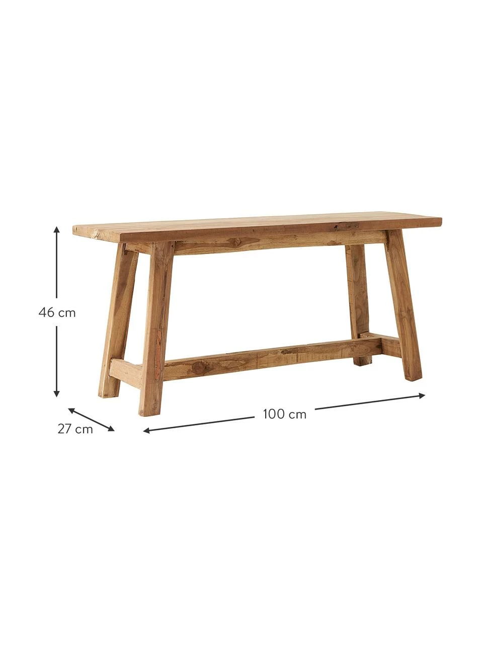 Westwing Collection Banc décoratif teck recyclé Lawas, larg. 100 x haut. 46 cm â Image 3