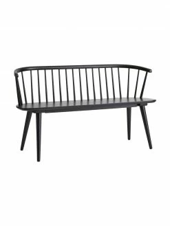 Banc en bois d'hévéa noir Jolina, larg. 134 x haut. 76 cm