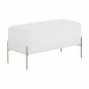 Westwing Collection Banquette en tissu boucl&eacute; blanc Harper, larg. 90 x haut. 44 cm