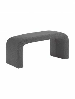 Westwing Collection Banquette moderne grise en tissu bouclé Penelope, larg. 110 x haut. 46 cm