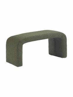 Westwing Collection Banquette moderne verte en tissu bouclé Penelope, larg. 110 x haut. 46 cm