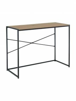 Bureau étroit en bois et métal Seaford, larg. 100 x prof. 45 cm