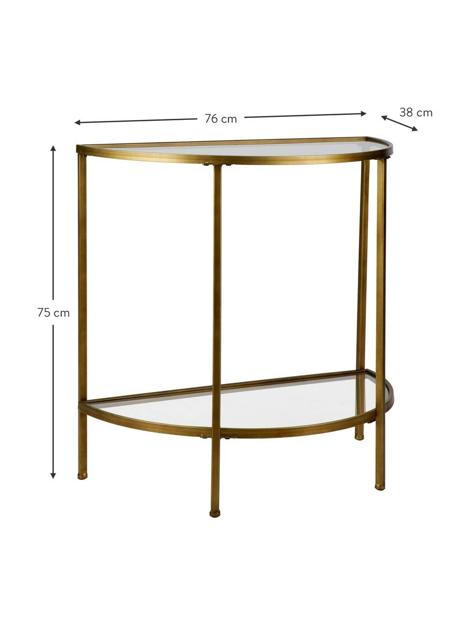 Console semi-circulaire en verre finition antiquaire Goddess, larg. 76 x haut. 75 cm – Image 3