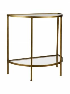 Console semi-circulaire en verre finition antiquaire Goddess, larg. 76 x haut. 75 cm