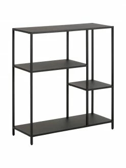 Westwing Collection Étagère industrielle en métal noir avec espaces de rangement Neptun, larg. 80 x haut. 86 cm