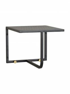 Rowico Étagère murale avec crochets métal noir Malone, larg. 32 x haut. 27 cm