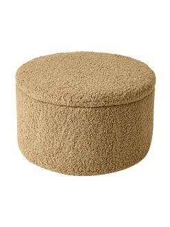 Westwing Collection Grand tabouret avec coffre tissu bouclé brun Alida, Ă 70 x haut. 42 cm
