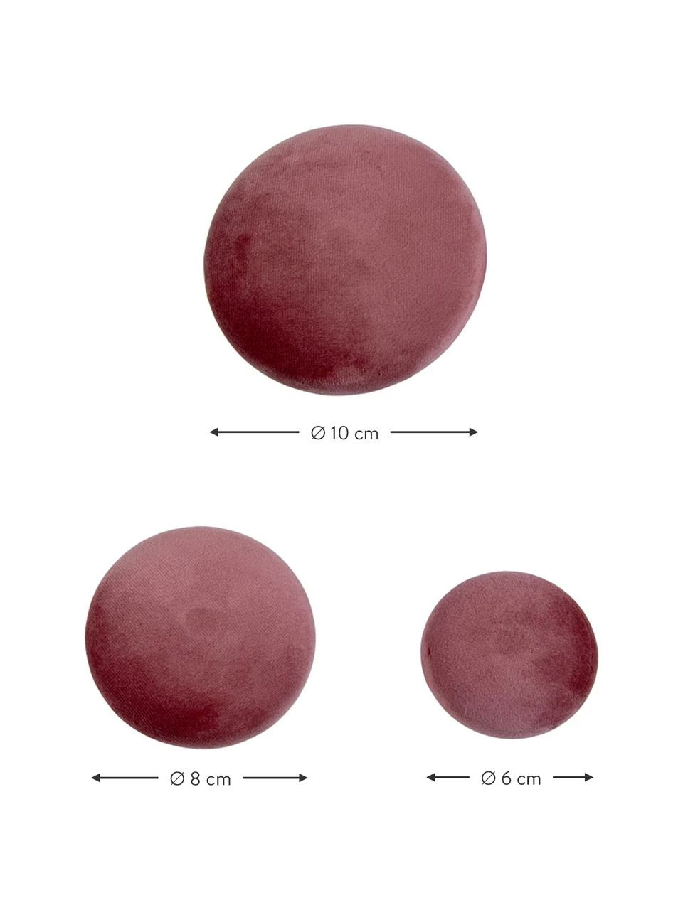 Patères en velours rose Giza, 3 élém., Lot de différentes tailles – Image 3