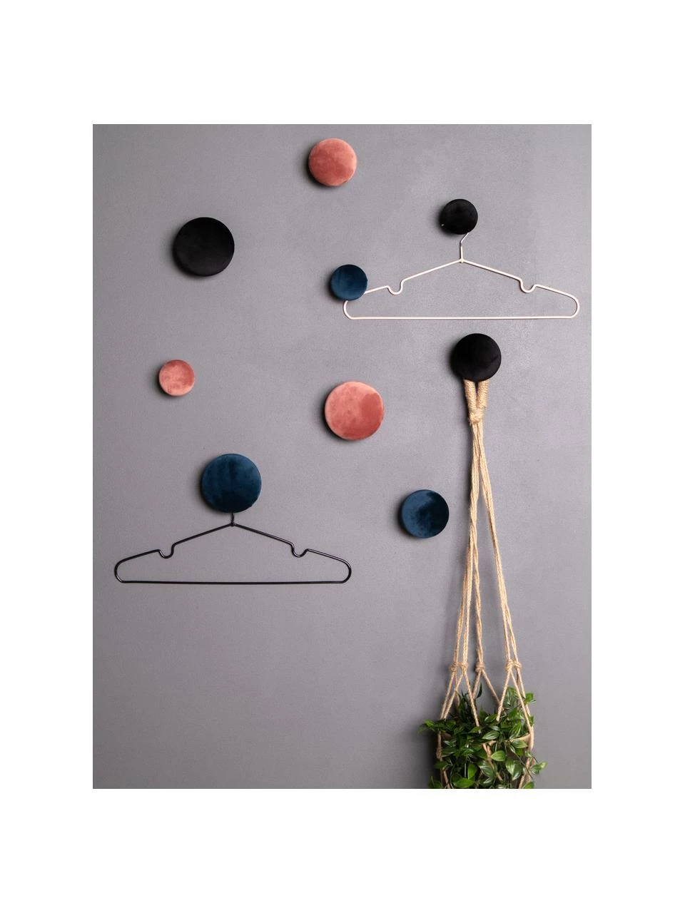 Patères en velours rose Giza, 3 élém., Lot de différentes tailles – Image 6