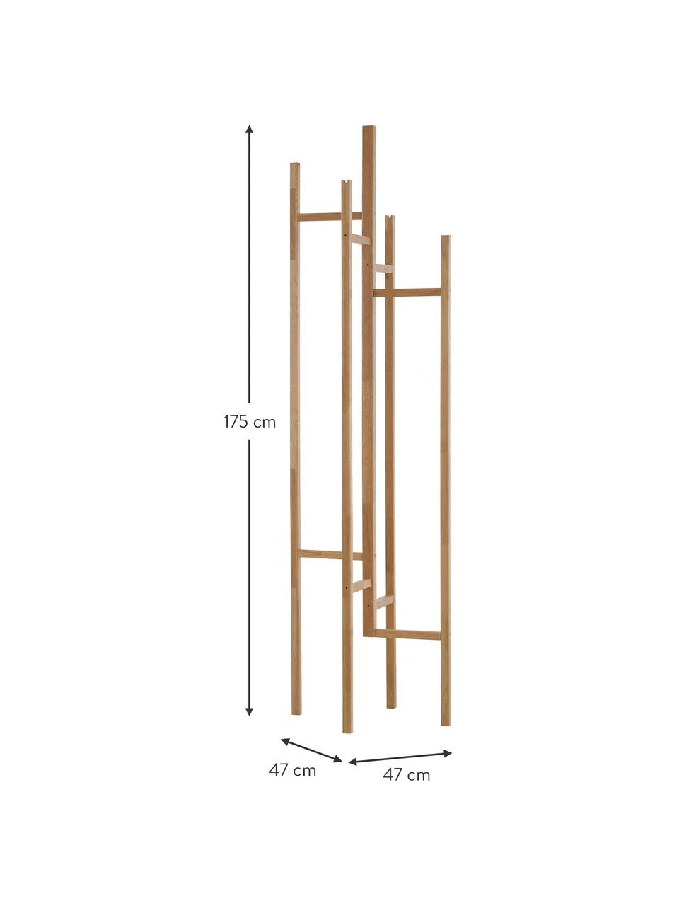 Woodman Porte-manteau en bois chêne avec 5 crochets Eigen, larg. 47 x haut. 175 cm – Image 2