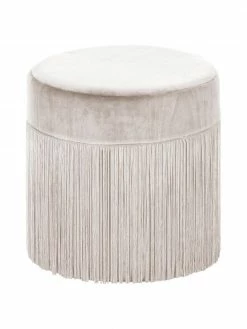 Westwing Collection Pouf à franges en champagne Adriana, â
40 x haut. 40 cm