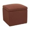 Westwing Collection Pouf avec rangement tissu boucl&eacute; rouge rouille Winou, larg. 50 x haut. 48 cm