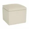 Westwing Collection Pouf avec rangement velours beige Winou, larg. 50 x haut. 48 cm
