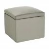 Westwing Collection Pouf avec rangement velours gris clair Winou, larg. 50 x haut. 48 cm