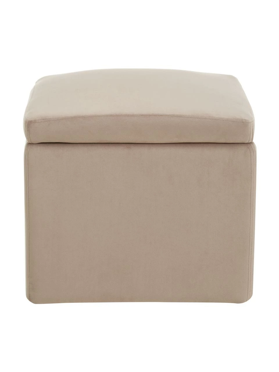 Westwing Collection Pouf avec rangement velours taupe Winou, larg. 50 x haut. 48 cm – Image 4