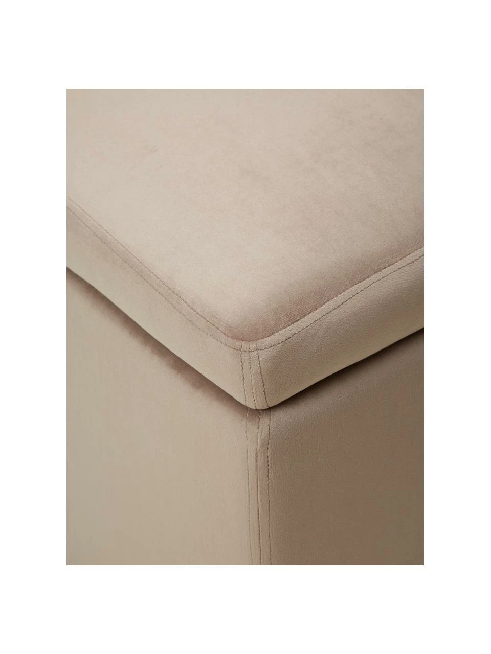 Westwing Collection Pouf avec rangement velours taupe Winou, larg. 50 x haut. 48 cm – Image 5