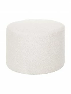Westwing Collection Pouf blanc crème peluche blanc crème Daisy, Ø 54 x haut. 38 cm