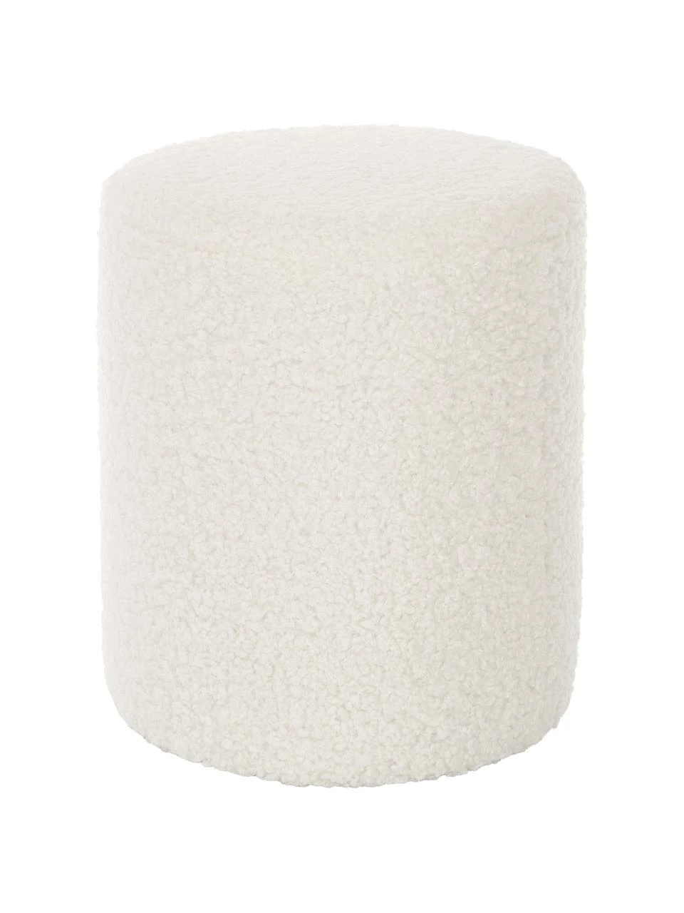 Westwing Collection Pouf blanc peluche blanc crème Daisy, Ø 38 x haut. 45 cm