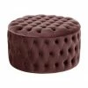 Westwing Collection Pouf coffre XL en velours brun rouill&eacute; Chiara, Ø 70 x haut. 42 cm