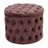 Westwing Collection Pouf coffre en velours brun rouill&eacute; Chiara, Ø 50 x haut. 42 cm