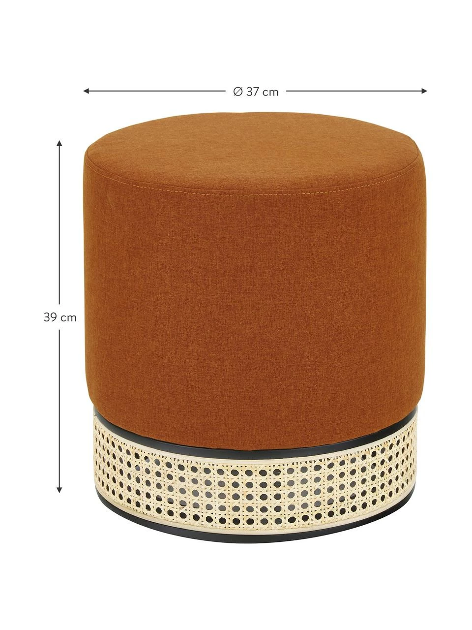 Westwing Collection Pouf rond en cannage Mara, Ø 37 x haut. 39 cm – Image 3