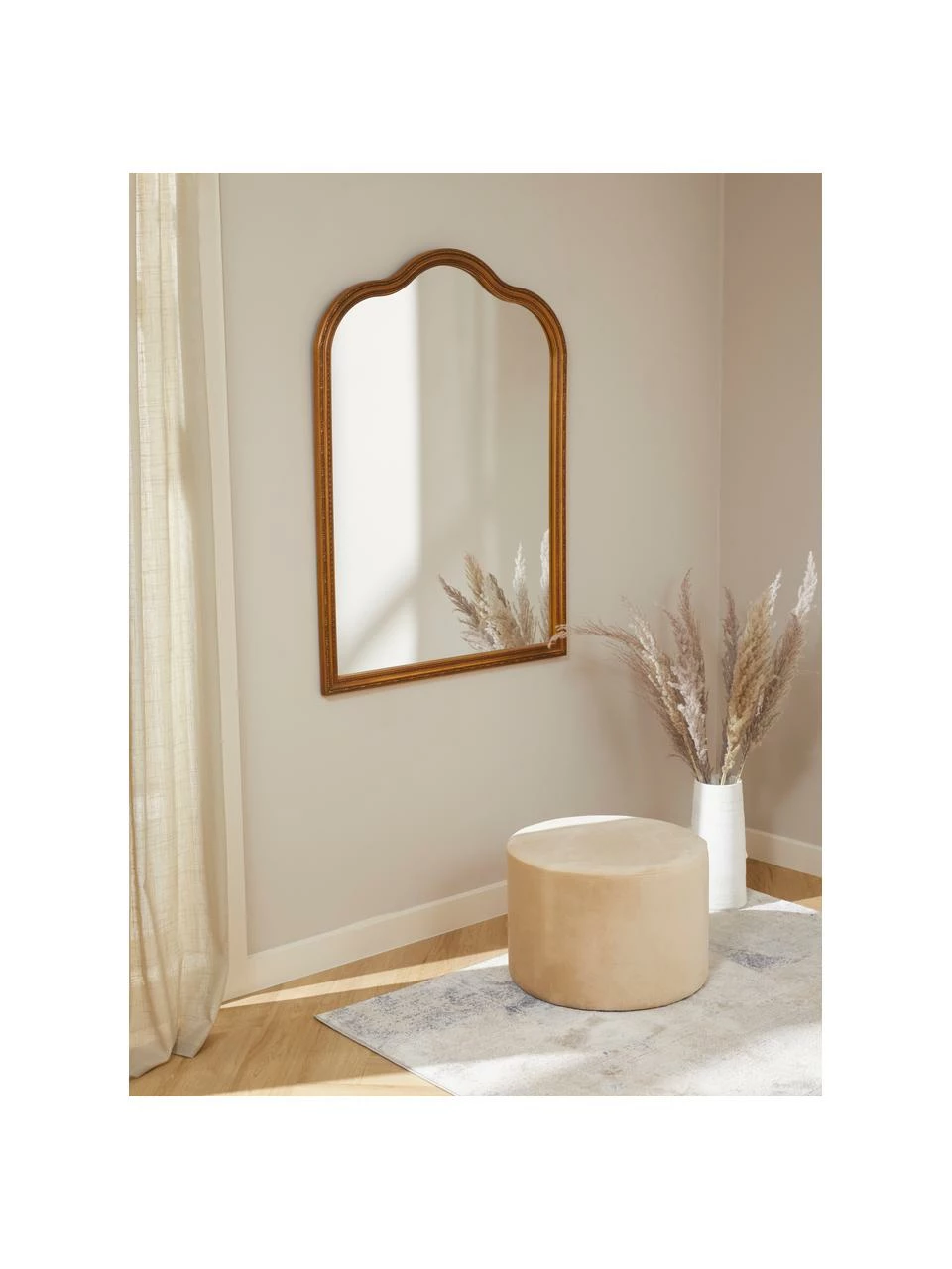 Westwing Collection Pouf rond en velours beige Daisy, Ø 54 x haut. 38 cm – Image 2