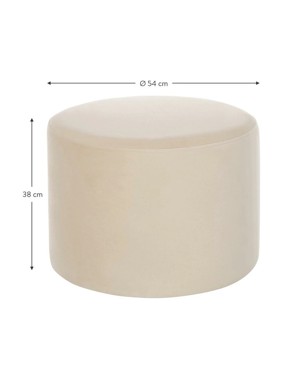 Westwing Collection Pouf rond en velours beige Daisy, Ø 54 x haut. 38 cm – Image 3