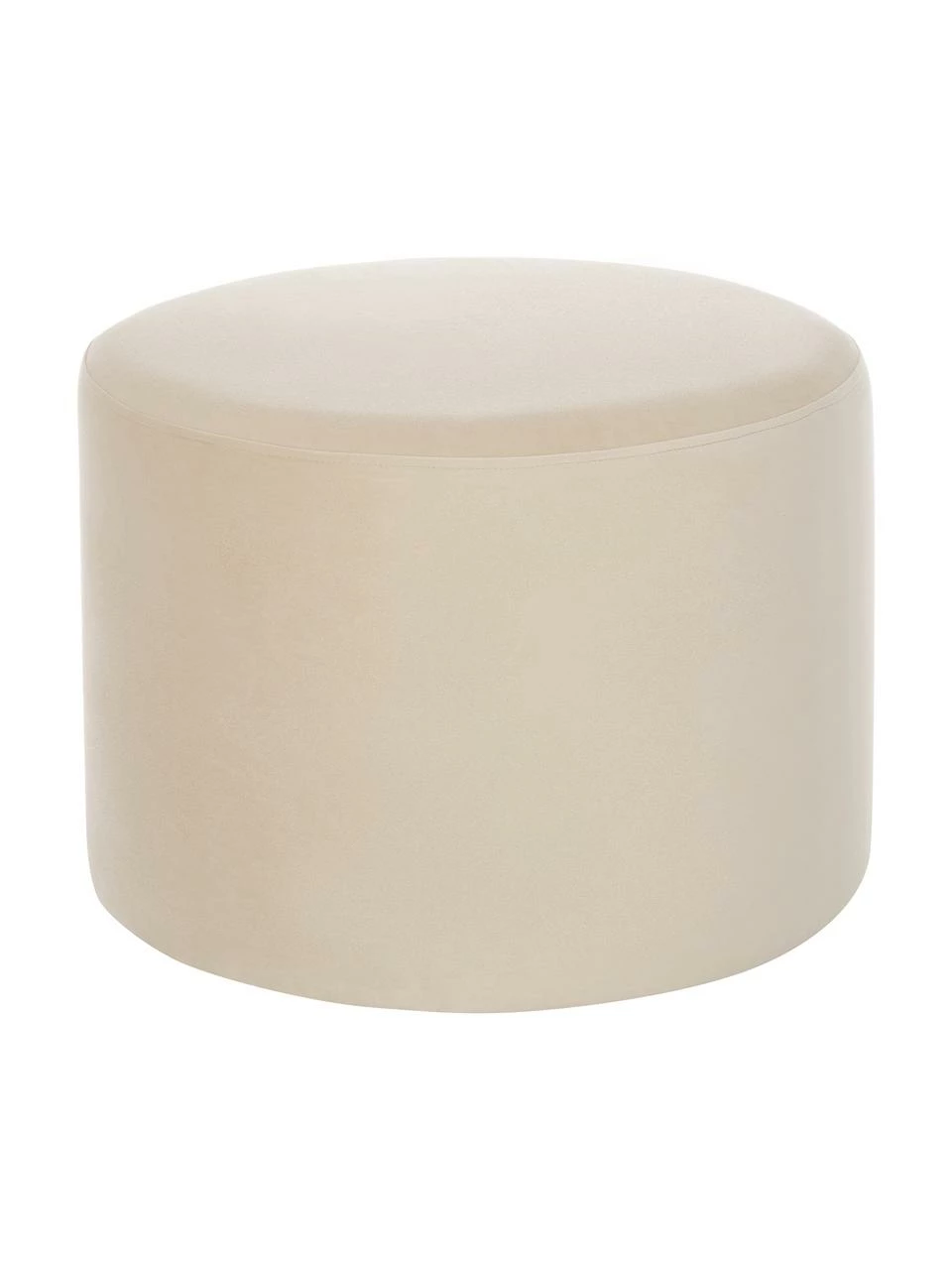 Westwing Collection Pouf rond en velours beige Daisy, Ø 54 x haut. 38 cm