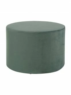 Westwing Collection Pouf rond en velours vert clair Daisy, Ø 54 x haut. 38 cm