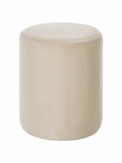 Westwing Collection Pouf rond velours Daisy, Ø 38 x haut. 45 cm