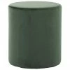 Westwing Collection Pouf rond velours vert Daisy, Ø 38 x haut. 45 cm