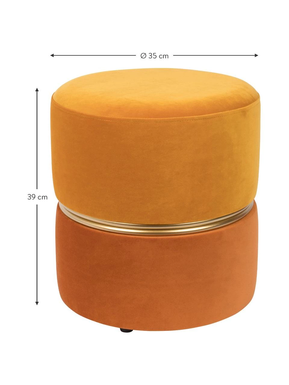 Pouf velours Bubbly, Ø 35 x haut. 39 cm – Image 3