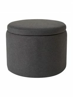 Westwing Collection Tabouret avec coffre gris foncé Alida, Ø 50 x haut. 42 cm