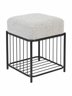 Tabouret bouclé avec rangement Milou, larg. 35 x haut. 45 cm