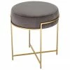Westwing Collection Tabouret en velours avec structure en m&eacute;tal Madeleine, Ø 40 x haut. 45 cm