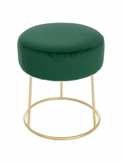Bizzotto Tabouret rond velours vert Clarissa, Ă 35 x haut. 40 cm