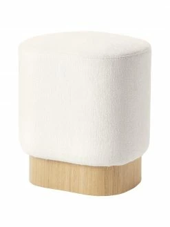 Alex Rivière x Westwing Collection Tabouret tissu bouclé beige clair Yves, larg. 43 x haut. 47 cm