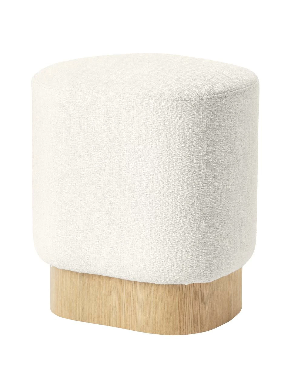 Alex Rivière x Westwing Collection Tabouret tissu bouclé beige clair Yves, larg. 43 x haut. 47 cm