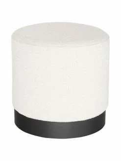 Westwing Collection Tabouret tissu bouclé blanc crème Orchid, Ø 38 x haut. 38 cm