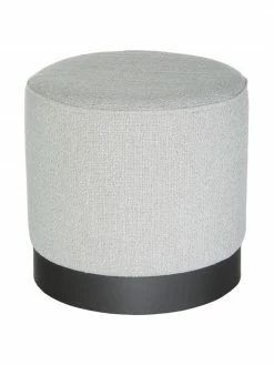 Westwing Collection Tabouret tissu bouclé gris clair Orchid, Ø 38 x haut. 38 cm