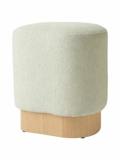 Westwing Collection Tabouret tissu bouclé vert matcha Yves, larg. 43 x haut. 47 cm