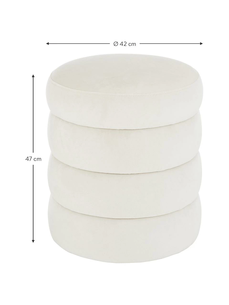 Westwing Collection Tabouret velours blanc crème Alto, Ø 42 x haut. 47 cm – Image 4