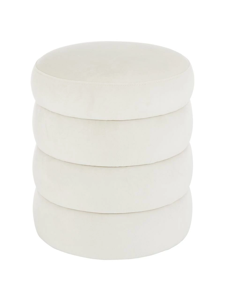 Westwing Collection Tabouret velours blanc crème Alto, Ø 42 x haut. 47 cm