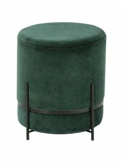 Westwing Collection Tabouret velours vert foncé Haven, ∅ 38 x haut. 45 cm