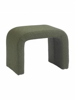 Westwing Collection Tabouret vert en tissu bouclé Penelope, larg. 61 x haut. 46 cm